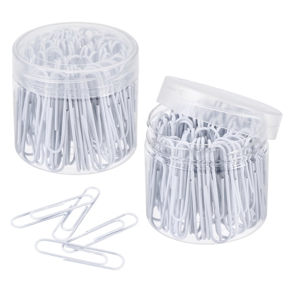 Uxcell Paper Clips 2 Inch Vinyl Coated with Box for Office Home White Count 200