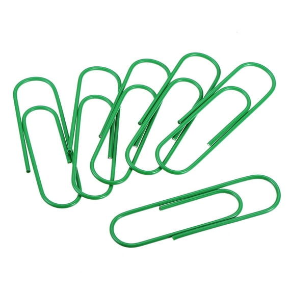 Uxcell Paper Clips 3.9 Inch Vinyl Coated for Office Home Green Count 20