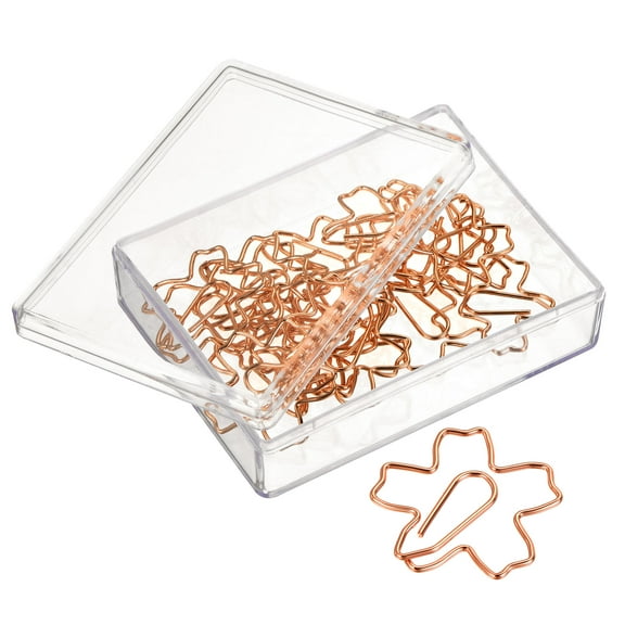 Uxcell Paper Clips Cherry Blossom Shape with Box Rose Gold Tone for Organize Office Home, Pack of 20