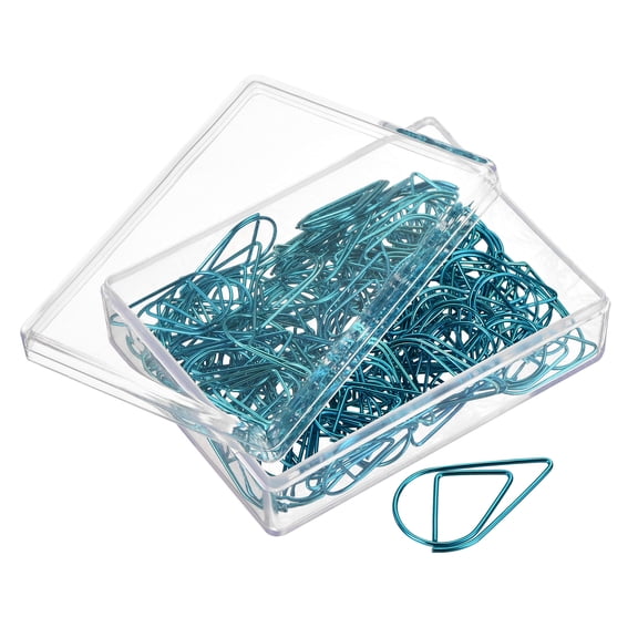Uxcell Paper Clips Drop-Shaped with Box 1 Inch Blue for Organize Office Home, Pack of 100