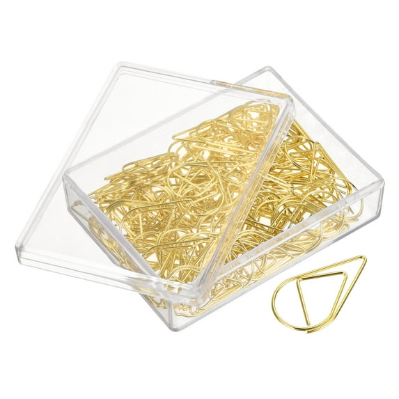 Uxcell Paper Clips Drop-Shaped with Box 1 Inch Gold Tone for Organize Office Home, Pack of 100