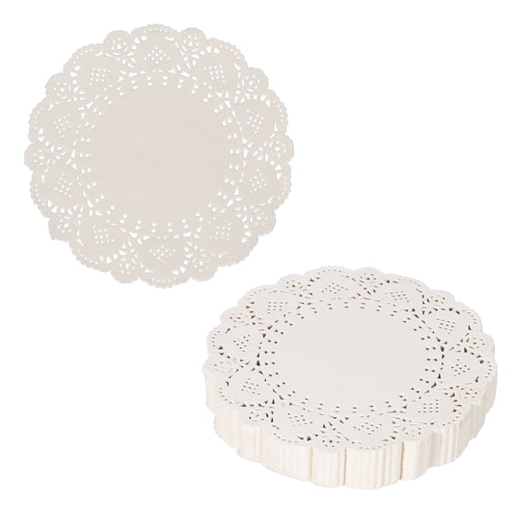Uxcell Paper Doilies, Disposable Round Lace Paper Placemats Modern Decorative Placemats Table Mats - Fitting for (Baked/Fried Foods/Wedding/Party Decor/DIY), 5.5" & 200 Pack & White