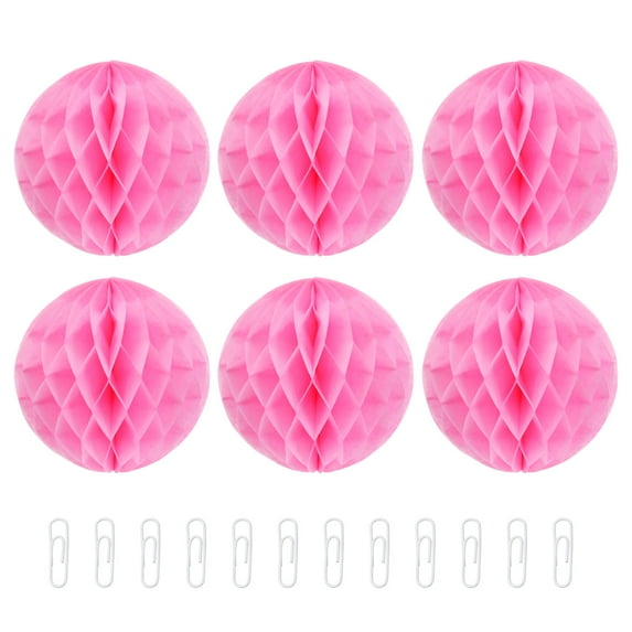 Uxcell Paper Pom-Poms Flower Balls 6 Inch Paper Tissue Flower Balls for Party Flower Wedding Decoration Pack of 6,Pink