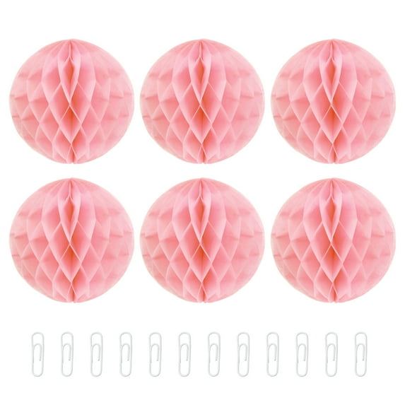 Uxcell Paper Pom-Poms Flower Balls 6 Inch Paper Tissue Flower Balls for Party Wedding Decoration Pack of 6,Light Pink