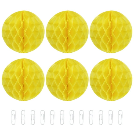 Uxcell Paper Pom-Poms Flower Balls 8 Inch Paper Tissue Flower Balls for Party Flower Wedding Decoration Pack of 6,Yellow