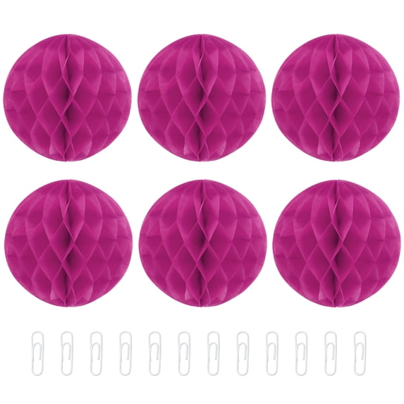 Uxcell Paper Pom-Poms Flower Balls 8 Inch Paper Tissue Flower Balls for Party Wedding Decoration Pack of 6,Rose Red