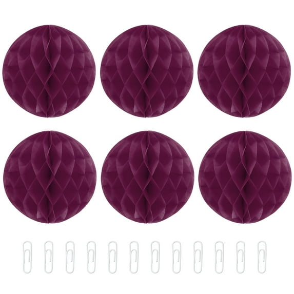 Uxcell Paper Pom-Poms Flower Balls 8 Inch Paper Tissue Flower Balls for Party Wedding Decoration Pack of 6,Wine Red