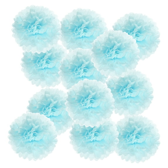 Uxcell Paper Pom Poms, Paper Flower Ball Kit for Birthday Bachelorette Wedding Shower Bridal Party Decoration Light Blue 5.91 x 5.91 Inch