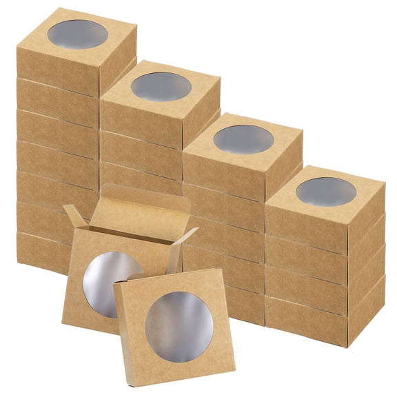 Uxcell Paper Soap Boxes, 24 Pcs 3.7" x 1.5" x 3.1" Kraft Square Paper Boxes, Brown