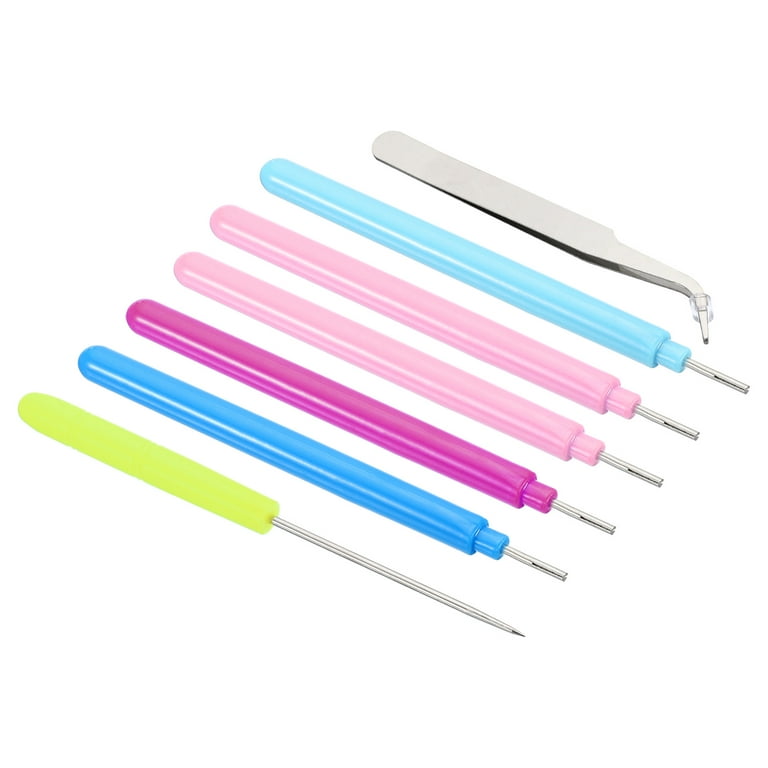 Uxcell Paper Strip Quilling Tool Set Slotted Needle Pens Tweezer Awl Curl  Rolling, 7 Pack