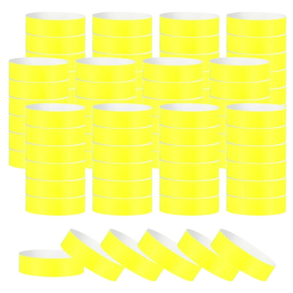 Uxcell Paper Wristbands for Events, Neon Party Wrist Bands, Colored Waterproof Concert Identification Wristbands Fluorescent Lime Green