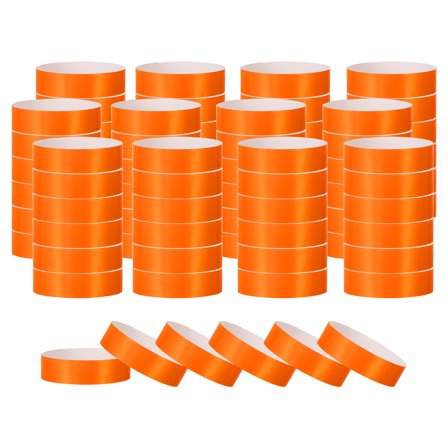 Uxcell Paper Wristbands for Events, Neon Party Wrist Bands, Colored Waterproof Concert Identification Wristbands Orange