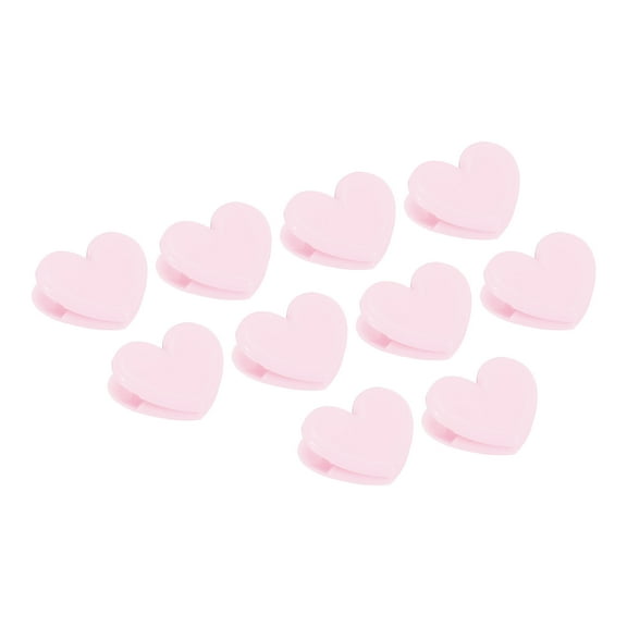 Uxcell Paper and Bag Clips,10Pack Heart Shape Clamps Snacks Bag Clips,Pink