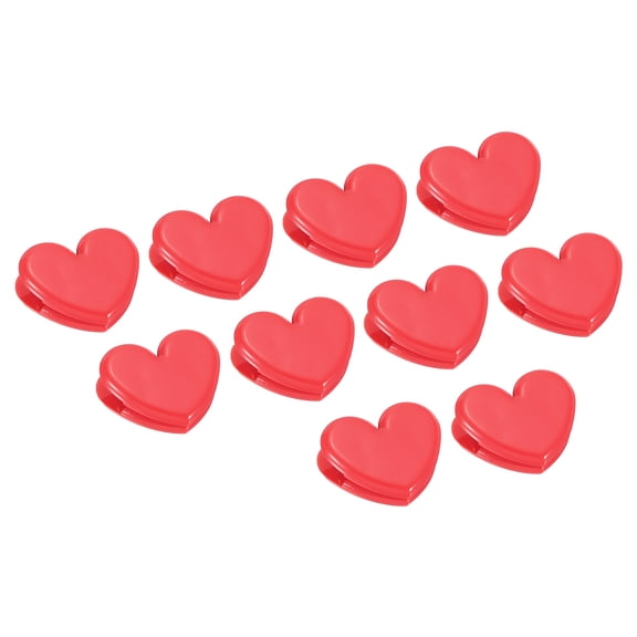 Uxcell Paper and Bag Clips,10Pack Heart Shape Clamps Snacks Bag Clips,Red