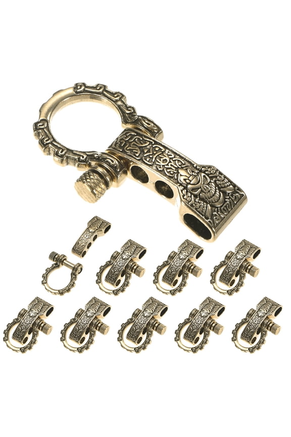 Paracord Bracelet Shackle Buckle [10PCS] - Adjustable Metal Pattern Bow Shackle for Bracelets Belt [Ancient Gold-Round head]