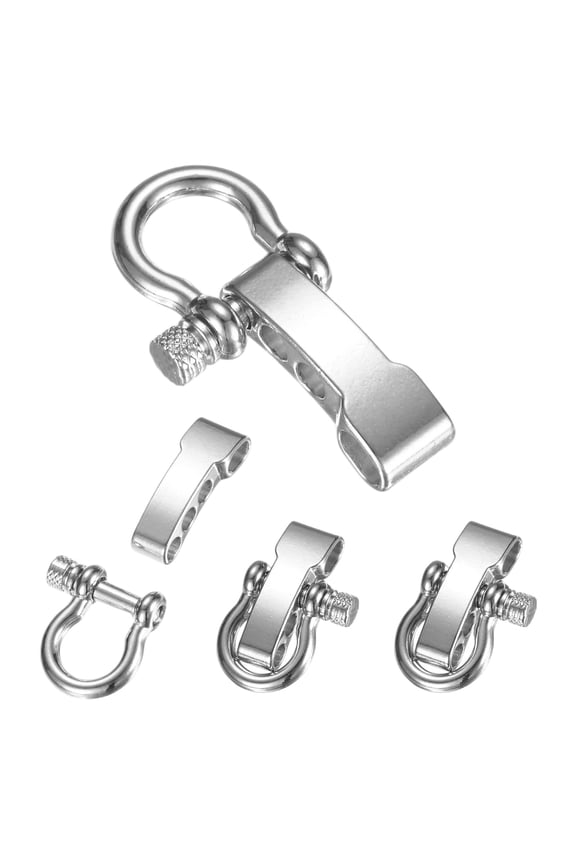 Paracord Bracelet Shackle Buckle [4PCS] - Adjustable Metal O Bow Shackle for Bracelets Belt [Silver-Round head]