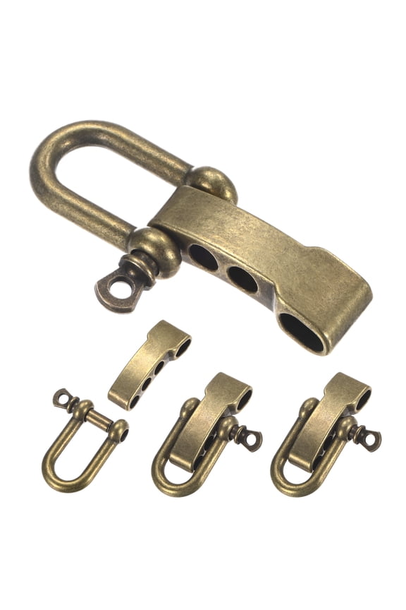 Paracord Bracelet Shackle Buckle [4PCS] - Adjustable Metal U Bow Shackle for Bracelets Belt [Ancient Bronze-Flat Head]
