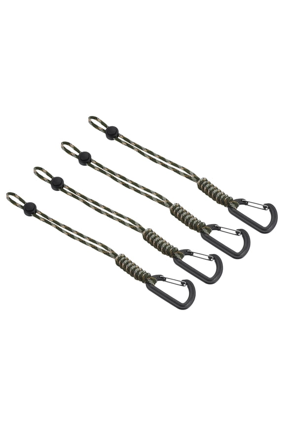 Paracord Braided Keychains with Clips Braided Adjustable Lanyard, Camo Green 4 Pack