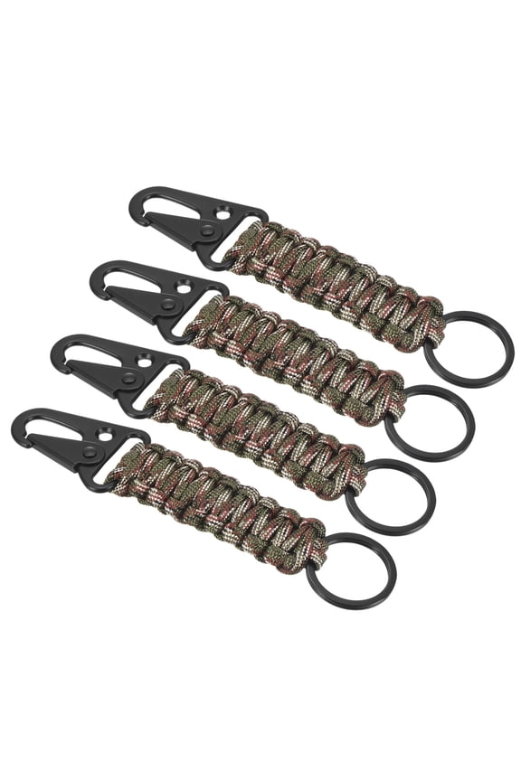 Paracord Keychain, 4 Pack Braided Lanyard Key Clip Survival Keychains Camouflage