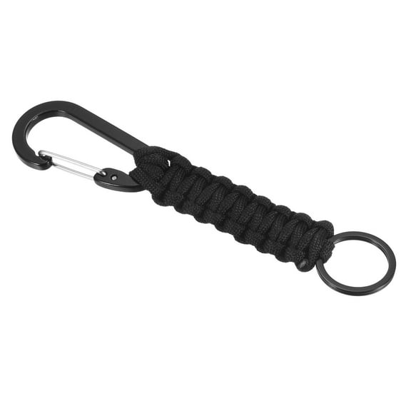 Uxcell Paracord Keychain, Braided Lanyard Key Clip D Rings Survival Keychains Black