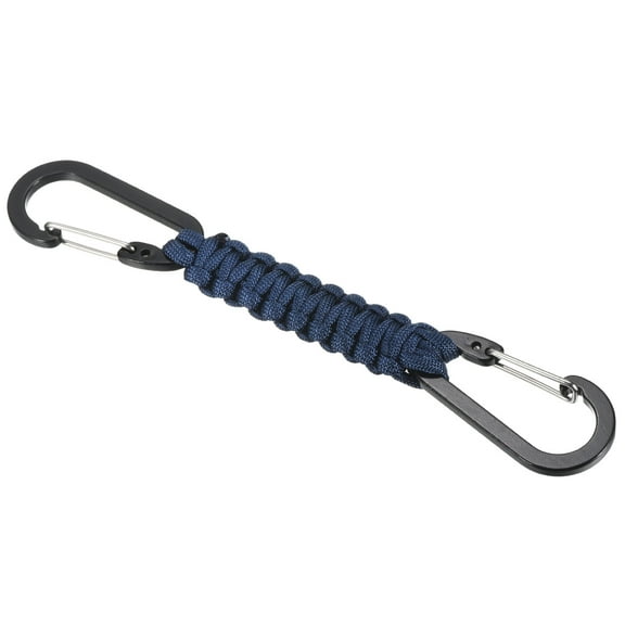 Uxcell Paracord Keychain, Braided Lanyard Key Clip Double D Rings Survival Keychains Blue