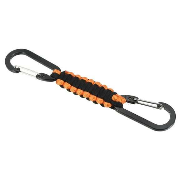 Uxcell Paracord Keychain, Braided Lanyard Key Clip Double D Rings Survival Keychains Orange, Black