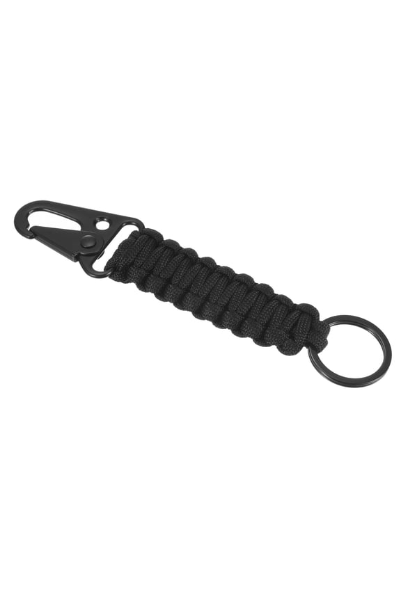 Paracord Keychain, Braided Lanyard Key Clip Survival Keychains Black