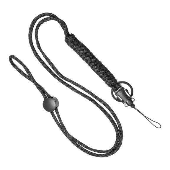 Uxcell Paracord Lanyard Braided Lanyard Necklace Keychain Adjustable Badge Lanyard Black