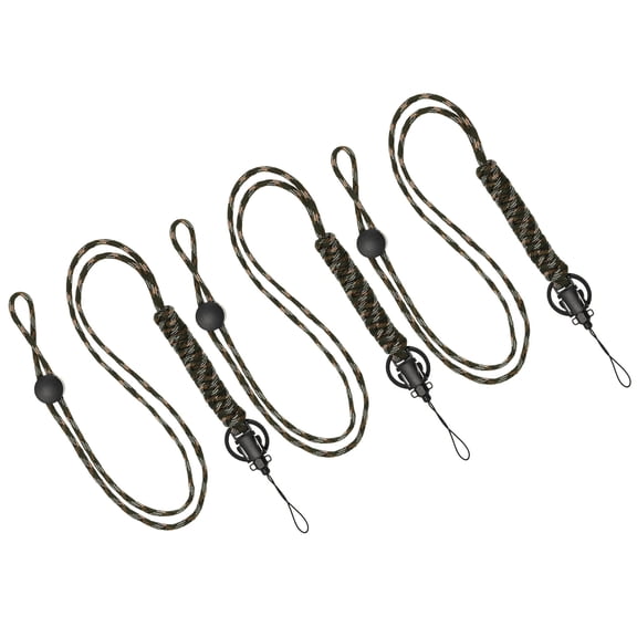 Uxcell Paracord Lanyard Braided Lanyard Necklace Keychain Adjustable Badge Lanyard Green Camo 3 Pack