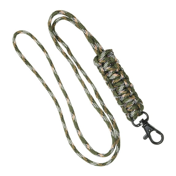 Uxcell Paracord Lanyard Braided Lanyard Necklace Keychain Badge Lanyard with Alloy Clip Green Camo