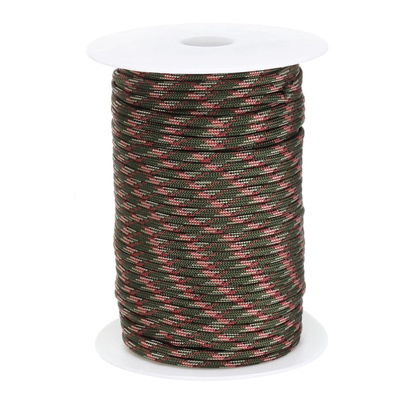 Uxcell Paracord Rope 330lb, 4mm 9 Strands Lanyard Spool Cord for Tent Camping, Hammock, Hiking, Jungle Camouflage,164ft