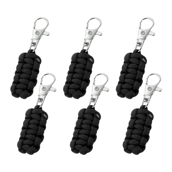 Uxcell Paracord Zipper Pull Polyester Replacement Woven Rope with Metal Clasp for Backpacks Black