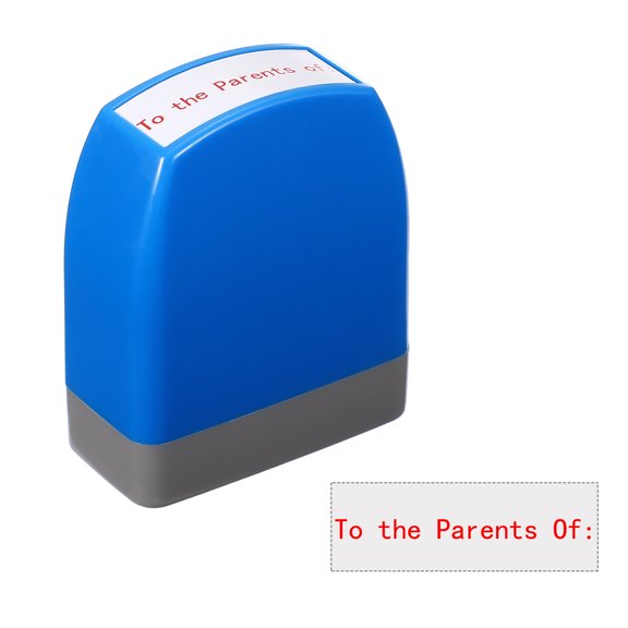 Uxcell To the Parents of: Teacher Stamps, 2.1x1.7x0.9 Inch Homework Stamper, Teacher Grading Office Photosensitive Stamp with Red Ink for Homework Documents Checks, Blue Casing