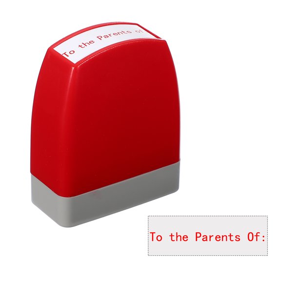 Uxcell To the Parents of: Teacher Stamps, 2.1x1.7x0.9 Inch Homework Stamper, Teacher Grading Office Photosensitive Stamp with Red Ink for Homework Documents Checks, Red Casing