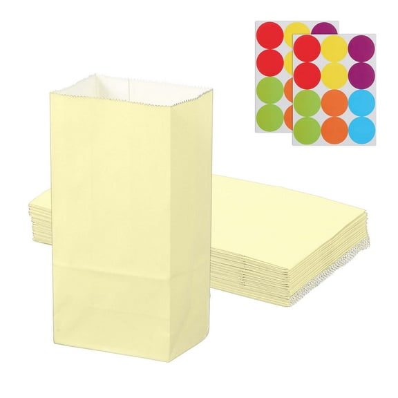Uxcell Party Favor Bag, Mini Paper Candy Bags Gift Treat Celebration Halloween Goody Birthday Wedding Party with Stickers Soft Yellow 7.1 in