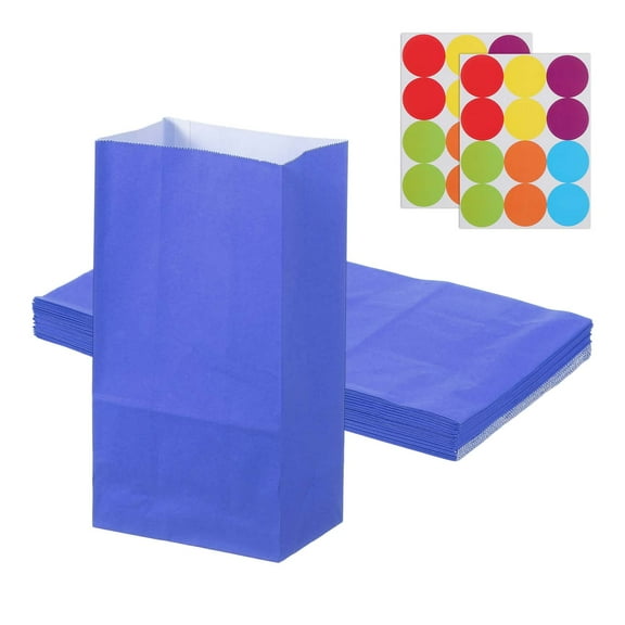 Uxcell Party Favor Bag, Mini Paper Candy Bags Gift Treat Celebration Halloween Goody Birthday Wedding Party with Stickers Navy Blue 9.4 in