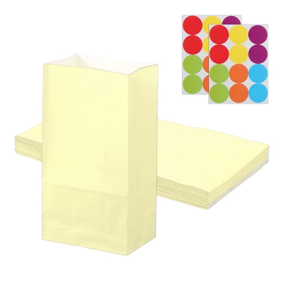 Uxcell Party Favor Bag, Mini Paper Candy Bags Gift Treat Celebration Halloween Goody Birthday Wedding Party with Stickers Soft Yellow 9.4 in