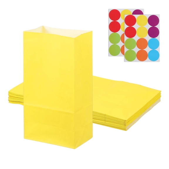 Uxcell Party Favor Bag, Mini Paper Candy Bags Gift Treat Celebration Halloween Goody Birthday Wedding Party with Stickers Yellow 9.4 in
