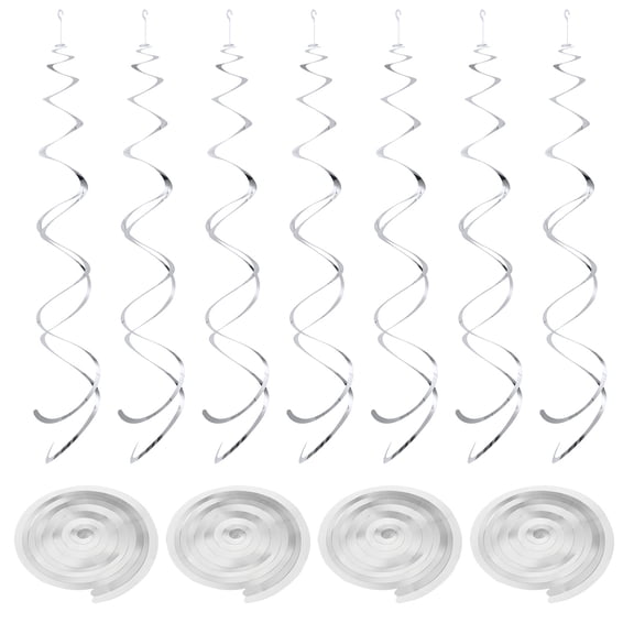 Uxcell Party Hanging Double Strip Streamer for Birthday,Wedding,Graduation Party with Hang Tag Hook 36Pcs(Silver)