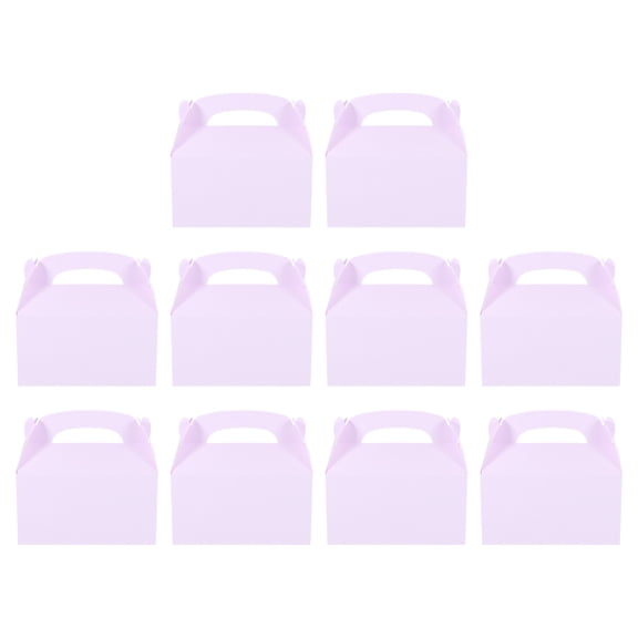 Uxcell Party Treat Boxes, (6.3 x 3.5 Inch, Light purple) (50 Pcs), Kraft Gable Treat Boxes with Handles Favor Goodie Candy Container for Party Birthday Wedding Christmas Cookie Snack