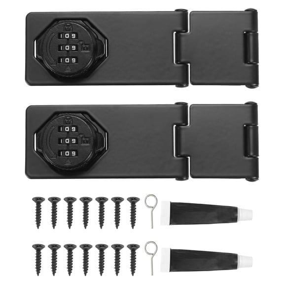 Uxcell Password Rotary Hasp Lock (Black) (2 Set), Tri-fold Keyless 3-Digit Combination Security Slide Latch Cabinet Locks, Suit For- Door/Closet/Barn/Bathroom/Outdoor/Garden