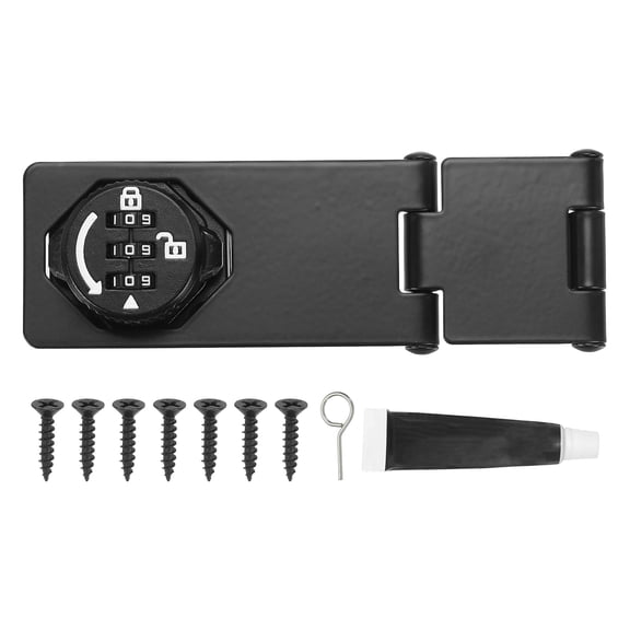 Uxcell Password Rotary Hasp Lock (Glow Black), Tri-fold Keyless 3-Digit Combination Security Slide Latch Cabinet Locks, Suit For- Door/Closet/Barn/Bathroom/Outdoor/Garden