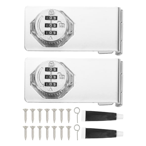 Uxcell Password Rotary Hasp Lock (Silver) (2 Set), 90 Degree Keyless 3-Digit Combination Security Slide Latch Cabinet Locks, Suit For- Door/Closet/Barn/Bathroom/Outdoor/Garden