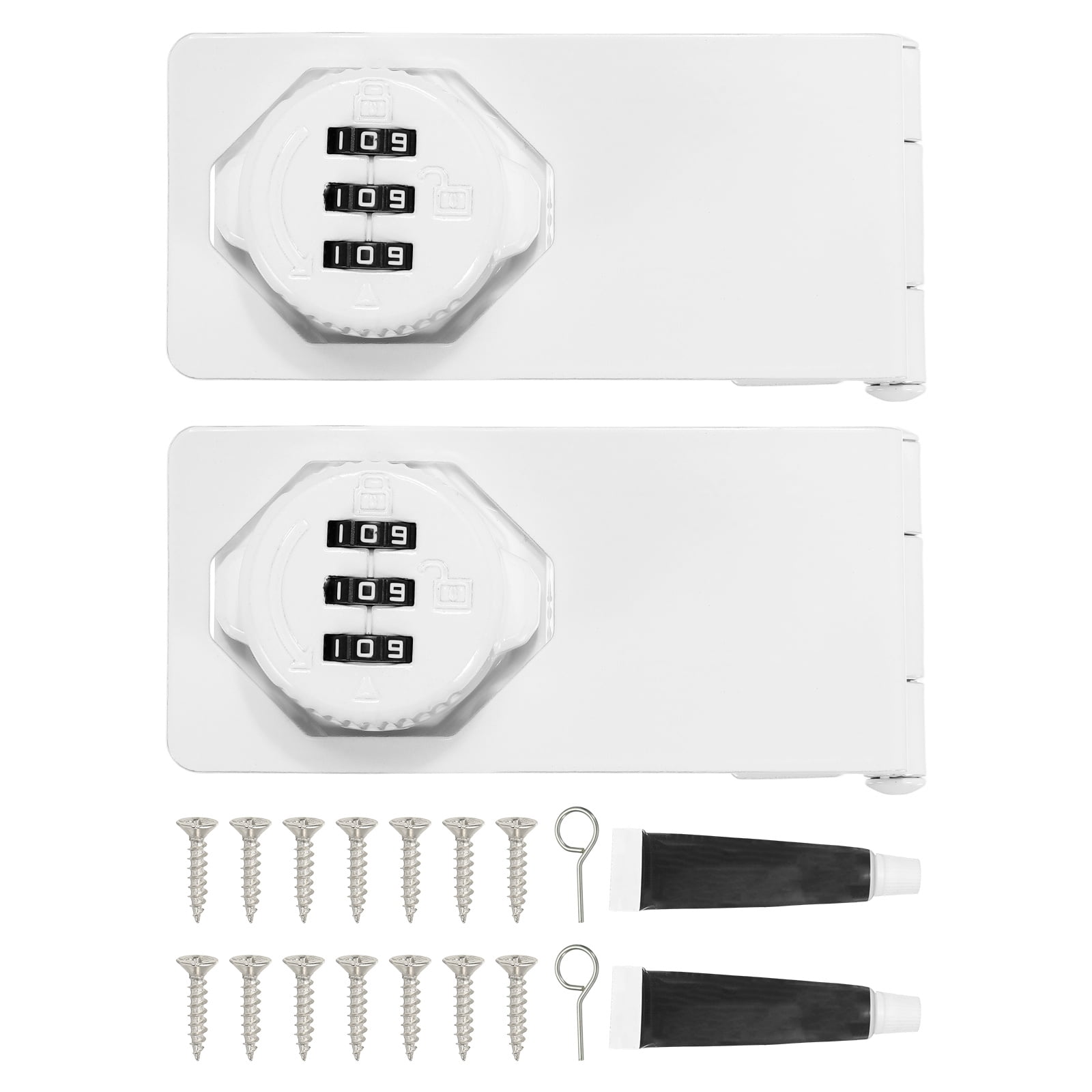 Uxcell Password Rotary Hasp Lock (White) (2 Set), 90 Degree Keyless 3 ...
