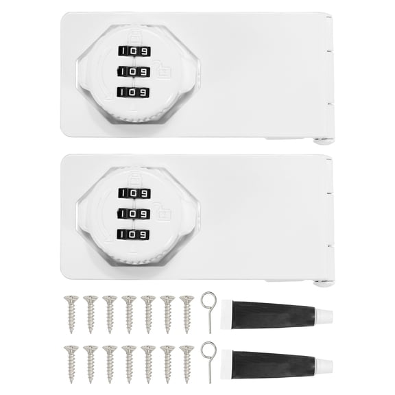 Uxcell Password Rotary Hasp Lock (White) (2 Set), 90 Degree Keyless 3-Digit Combination Security Slide Latch Cabinet Locks, Suit For- Door/Closet/Barn/Bathroom/Outdoor/Garden