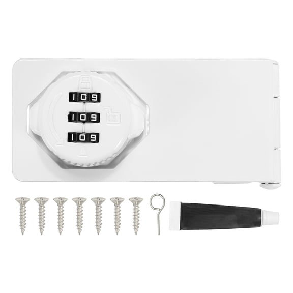 Uxcell Password Rotary Hasp Lock (White), 90 Degree Keyless 3-Digit Combination Security Slide Latch Cabinet Locks, Suit For- Door/Closet/Barn/Bathroom/Outdoor/Garden
