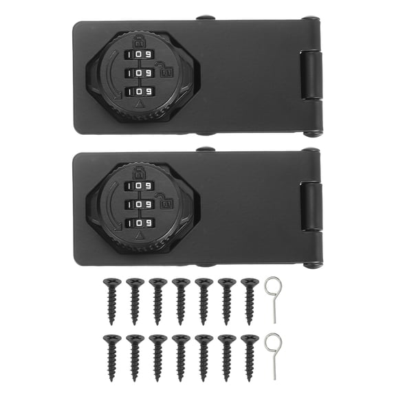 Uxcell Password Rotary Hasp Locks (Black) (2 Set), Tri-fold Keyless 3-Digit Combination Security Slide Latch Cabinet Locks, Suit For - Door/Closet/Barn/Bathroom/Outdoor/Garden