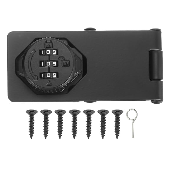 Uxcell Password Rotary Hasp Locks (Black), Tri-fold Keyless 3-Digit Combination Security Slide Latch Cabinet Locks, Suit For - Door/Closet/Barn/Bathroom/Outdoor/Garden