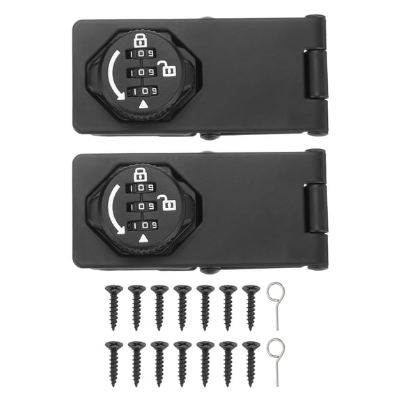 Uxcell Password Rotary Hasp Locks (Glow Black) (2 Set), Tri-fold Keyless 3-Digit Combination Security Slide Latch Cabinet Locks, Suit For - Door/Closet/Barn/Bathroom/Outdoor/Garden