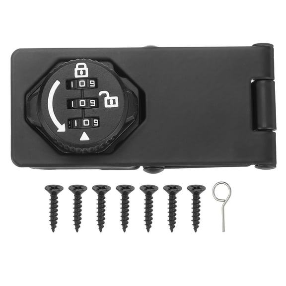 Uxcell Password Rotary Hasp Locks (Glow Black), Tri-fold Keyless 3-Digit Combination Security Slide Latch Cabinet Locks, Suit For - Door/Closet/Barn/Bathroom/Outdoor/Garden